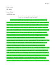 Offical Gay Marriage Argument Essay Docx Rosales 1 Bryan Rosales Mrs