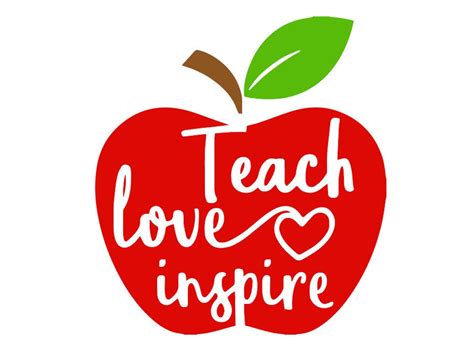 Teacher Apple Teach Love Inspire Svg And Png File Bundle Etsy