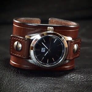 Brown Leather Cuff Watch Vintage Brown Bridle Leather Wristband