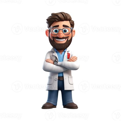 3d Happy Cartoon Doctor Cartoon Doctor On Transparent Background