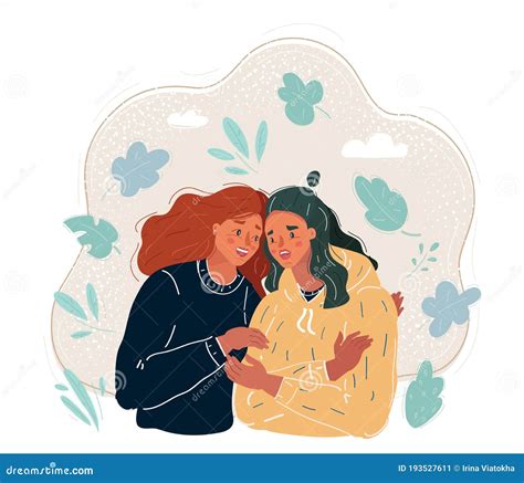 Vector Illustration Of Two Friends Women Hugging Each Other Stock Illustration Illustration