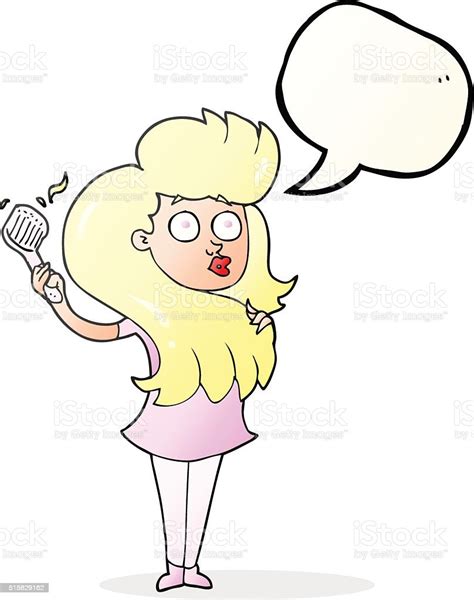 Speech Bubble Cartoon Woman Brushing Hair Stock Illustration Download