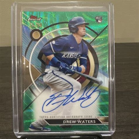 2023 Topps Finest Green Wave Refractor DREW WATERS AUTO RC 36 99 No FA