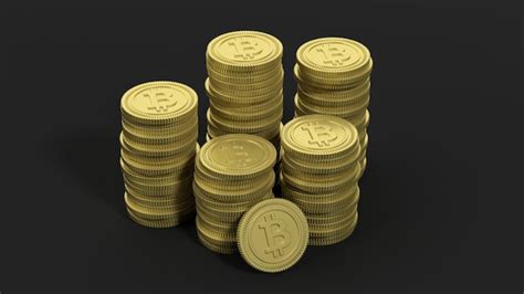 Premium Photo 3d Rendering Of Golden Bitcoin Stacks On Black Background