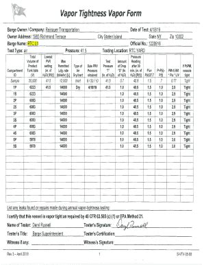 Fillable Online Cargo Tank Vapor Integrity Form Colorado Gov Fax