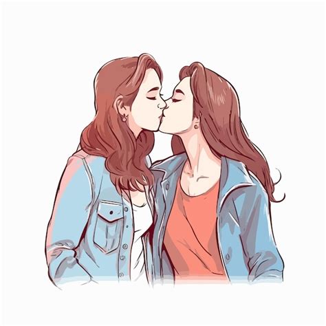 Retrato de una pareja lesbiana siendo amorosa y feliz Dos chicas gay besándose el concepto de