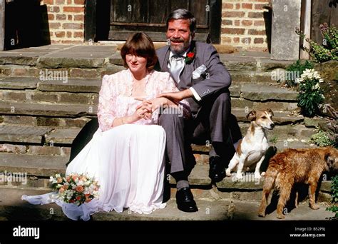 Oliver Reed with wife Josephine Burge on their Wedding Day Epsom Surrey ...