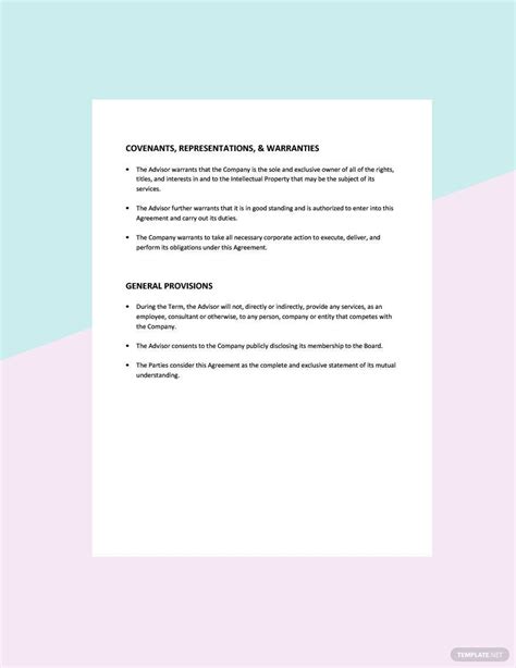 Advisory Board Agreement Template In Word Google Docs Pages