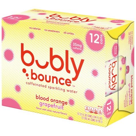 Bubly Bounce Blood Orange Grapefruit Caffeinated Sparkling Water 12