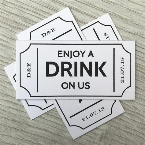 Drink Tickets Tokens Coupon Personalised Wedding Party Bar Etsy UK