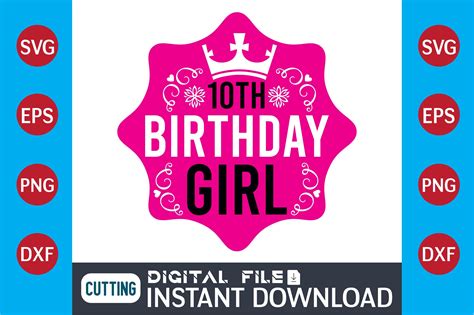 10th Birthday Girl Svg Design Graphic By Crafted Wonders · Creative Fabrica