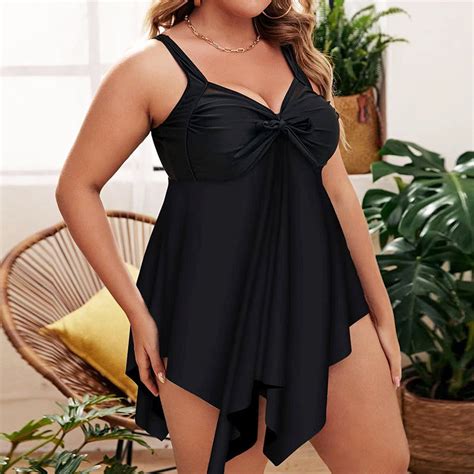 Plus Size Black Swim Dress Set Beautiemay® Shapewear