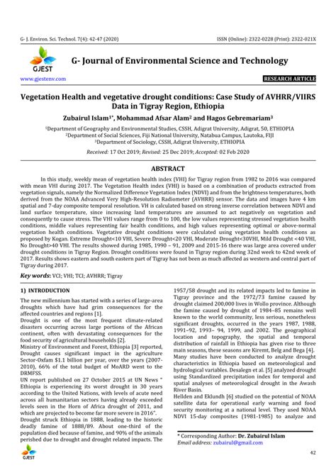 PDF Vegetation Health And Vegetative Drought Conditions Case Study