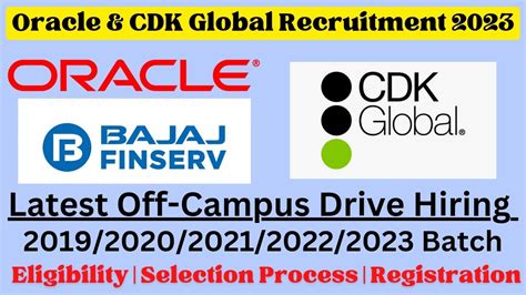 Oracle Off Campus Drive For Batch Cdk Globals Latest