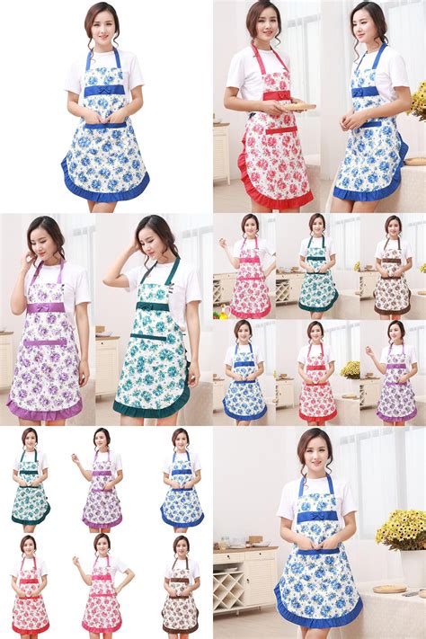 Visit To Buy New Printed Apron With Pockets Waterproof Floral Bib