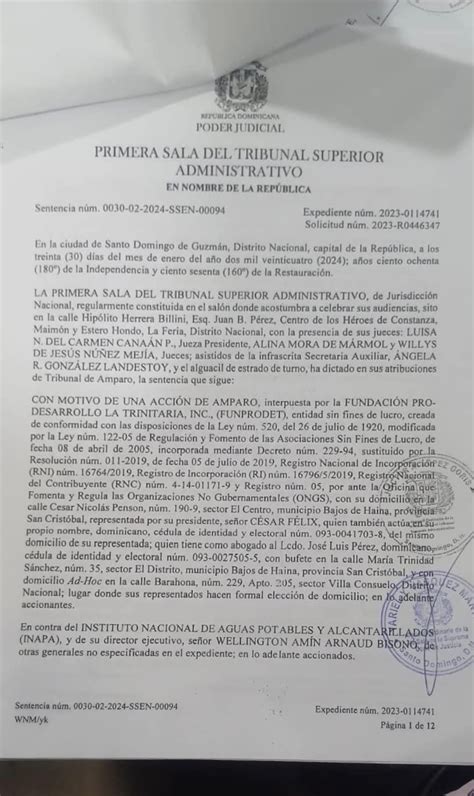 Emiten Sentencia Ordena A INAPA Entregar Documentos Solicitados De La