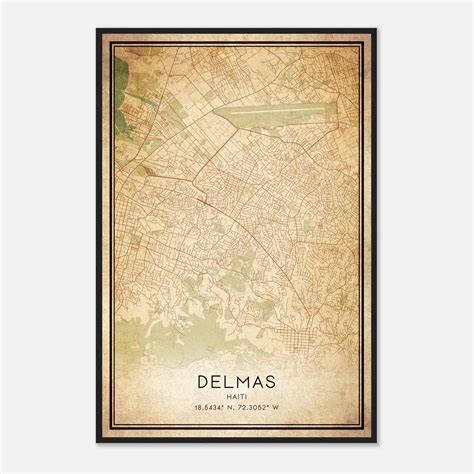 Vintage Delmas Haiti Map Poster Delmas City Road Wall Art Print