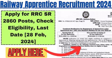 Railway Apprentice Recruitment 2024 Apply For RRC SR 2860 Posts