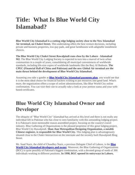 What Is Blue World City Islamabad Pdf Docdroid