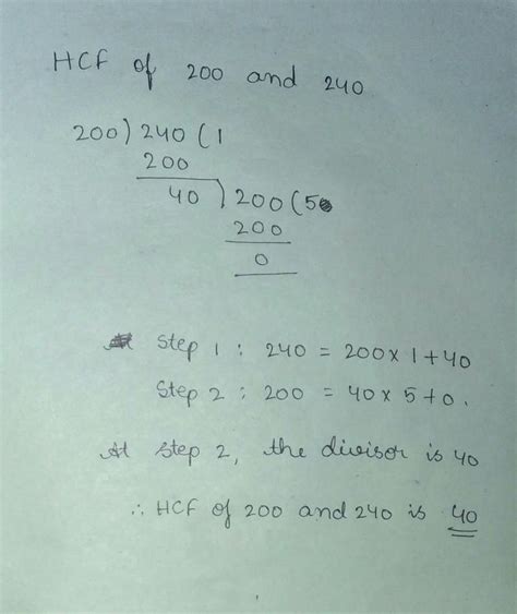 Find The Hcf Of 200 And 240