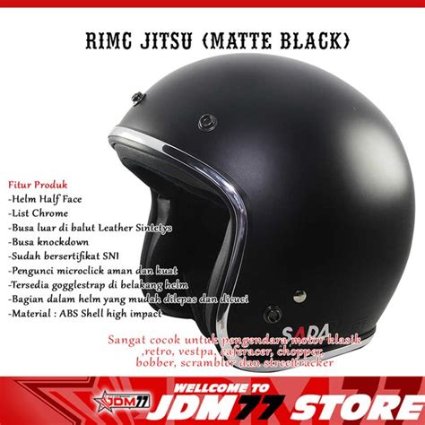 Jual Helm Motor Bogo Retro Dewasa Half Face By Rimc Jitsu Black Doff