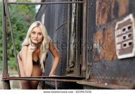 Sexy Blonde Bikini Model Posing Rusted Stock Photo 103967636 Shutterstock
