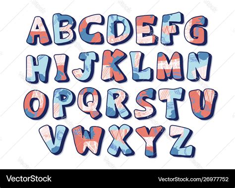 Alphabet art color signs letters design Royalty Free Vector