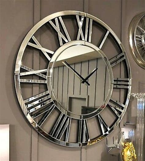 Plexiglass Mirror Wall Clock Extra Large Wall Clock Black Etsy In 2021 Large Mirrored Wall