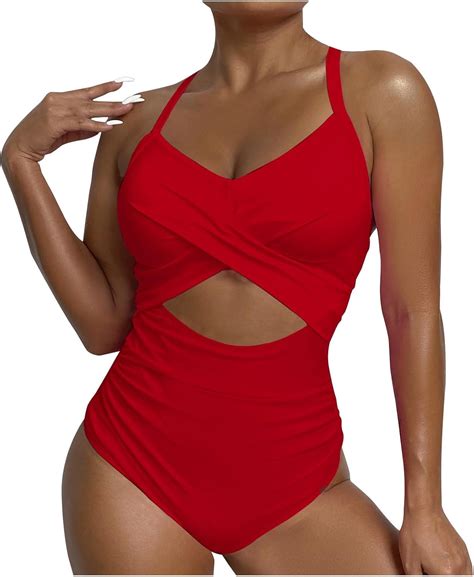 Womens One Piece Swimsuits Tummy Control Thong Monokini Cutout High