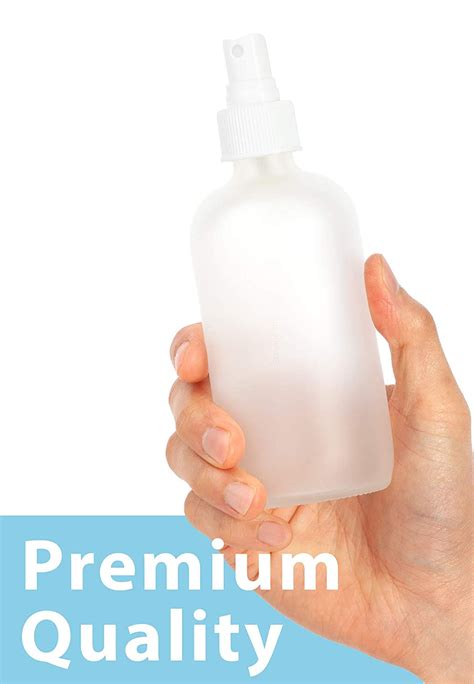 4 Oz Frosted Clear Glass Boston Round Bottle With White Fine Mist Sprayer 6 Pack