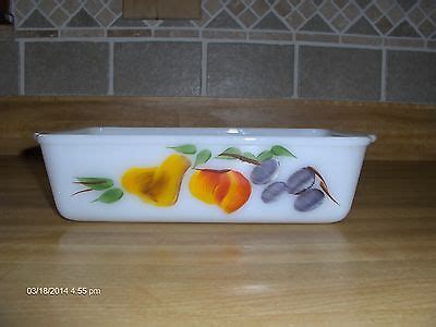 Fire King Hand Painted Gay Fad Fruit Pattern Loaf Pan Bakeware