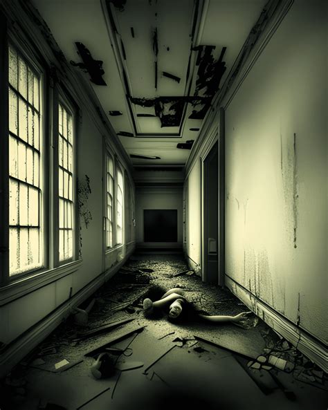 The Haunted Asylum Descent a Scene of Someone Exploring · Creative Fabrica