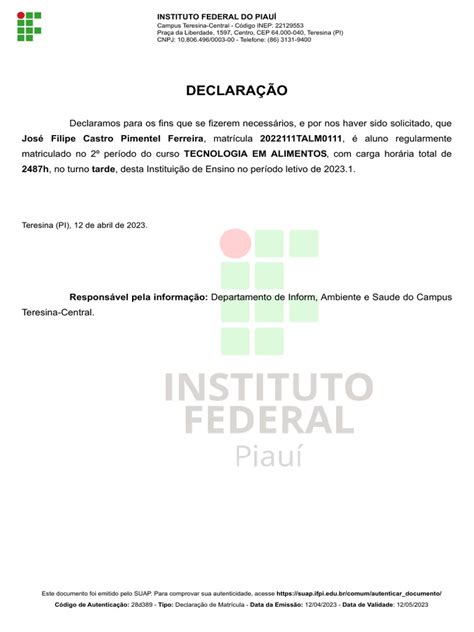 Declaração: Declaramos para Os Fins Que Se Fizerem Necessários, e Por ...