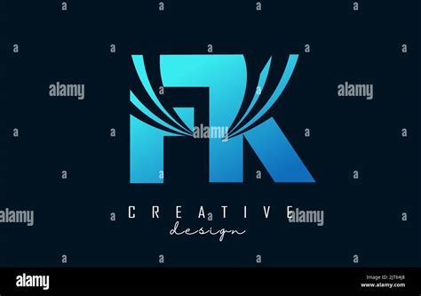 Creative Blue Letter Fk F K Logo With Leading Lines And Road Concept