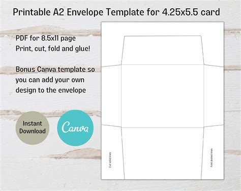 Printable A2 Envelope Template for 4.25x5.50 A2 Card, Canva A2 Envelope ...