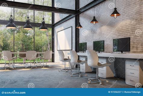 Loft Style Office 3d Rendering Image Stock Illustration - Illustration ...