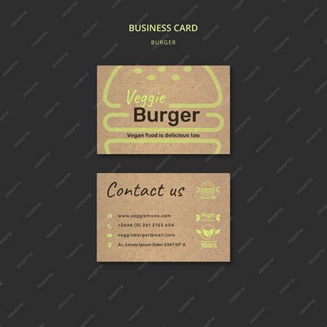 Дизайн шаблона визитной карточки бургера | Бесплатно PSD Файл