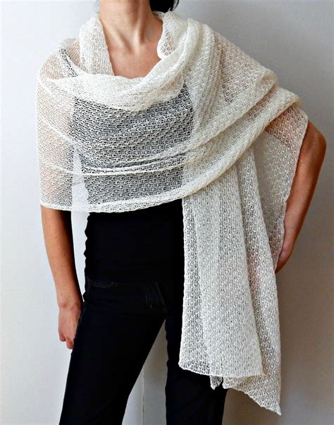 Wedding Shawl Ivory Knit Lace Bridal Shawl Linen Scarves Wraps