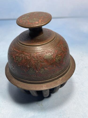 Vintage Brass Elephant Claw Engraved Bell Temple Prayer Chime India Ebay