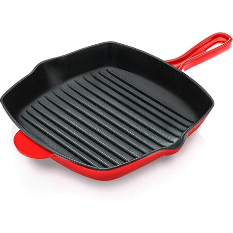 11 In Enameled Cast Iron Series 1000 Grill Pan With Press 47 Off