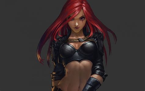 Katarina Black Fantasy League Of Legends Game Redhead Girl Woman