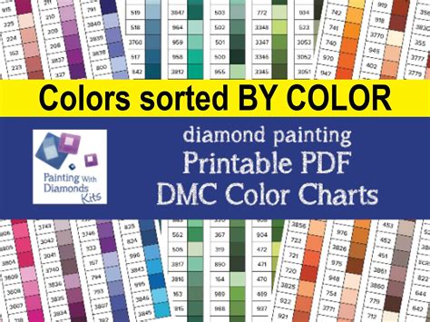 Printable Pdf Dmc Color Charts Diamond Painting Drill Color Card