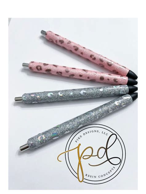 Pink And Rose Gold Pen Glitter Pens Leopard Pen Nurse Etsy