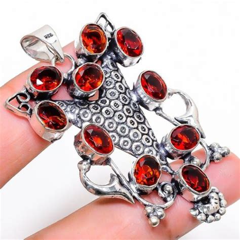 Mozambique Garnet Gemstone 925 Sterling Silver Jewelry Pendant 2 36