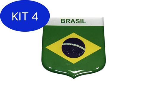 Kit Adesivo Resinado Em Escudo Da Bandeira Do Brasil Mundo Das