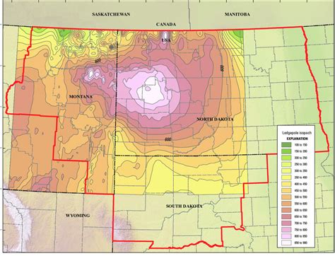 Isopach Map Of The Lodgepole Formation Based On Calculated Thickness