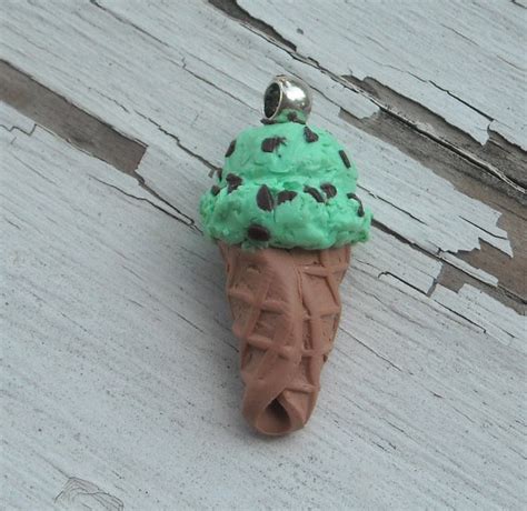 Polymer Clay Miniature Food Charm Mint Chocolate Chip Ice Etsy