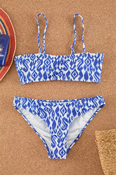 Buy Trendyol Blue Ethnic Patterned Strapless Bikini Top 2025 Online ZALORA