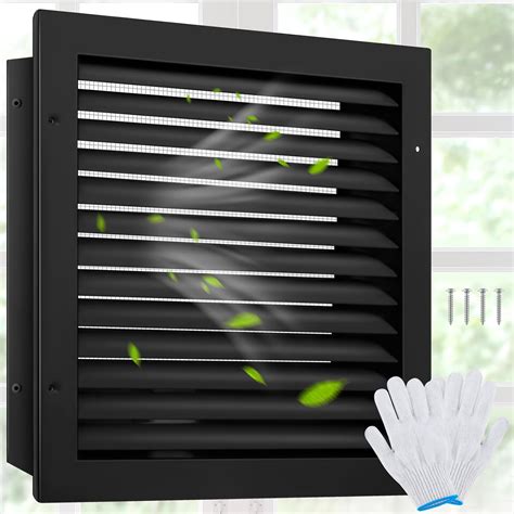 Hicarer 12" x 12" Black Aluminum Gable Vent with Screen, Alloy Wall