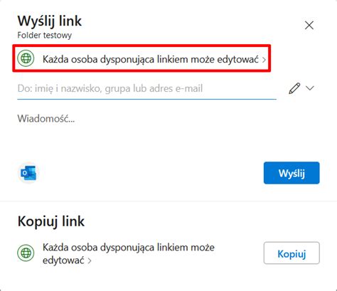 Udostępnianie plików lub folderów w usłudze OneDrive CRI AGH